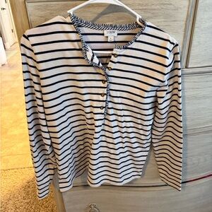 J.Crew Navy and White Striped Henley Top